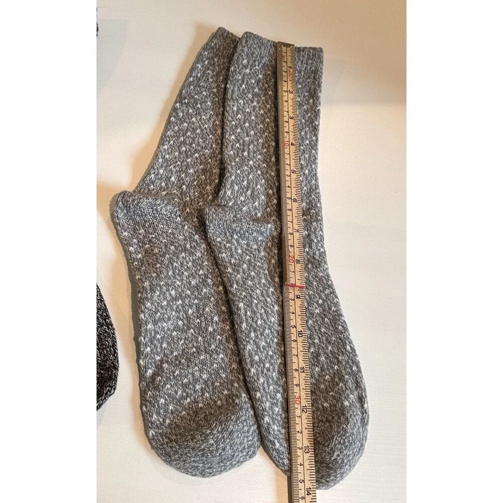 Cozy Thick Knit Boot Socks Bundle 2 Pairs Grey Marled Pattern Cabin Thermal